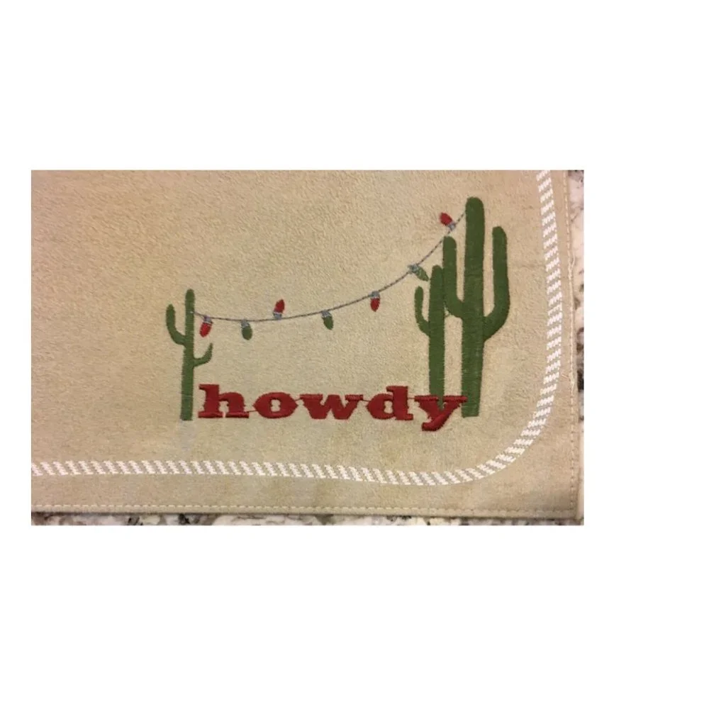 Christmas Holiday Western Southwestern Placemats HOWDY Cactus Lights Set of 4